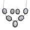 Native American Sterling Silver Pink Mother Of Pearl Navajo Link Necklace Set XS10011